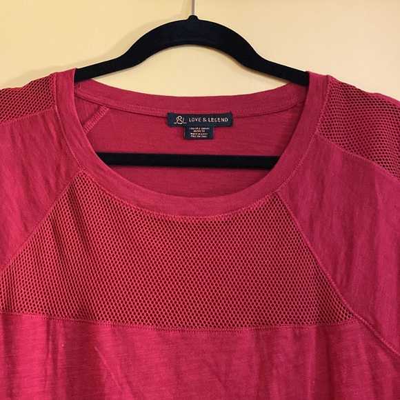 Love & Legend red shirt with fishnet detail size X - Picture 3 of 4